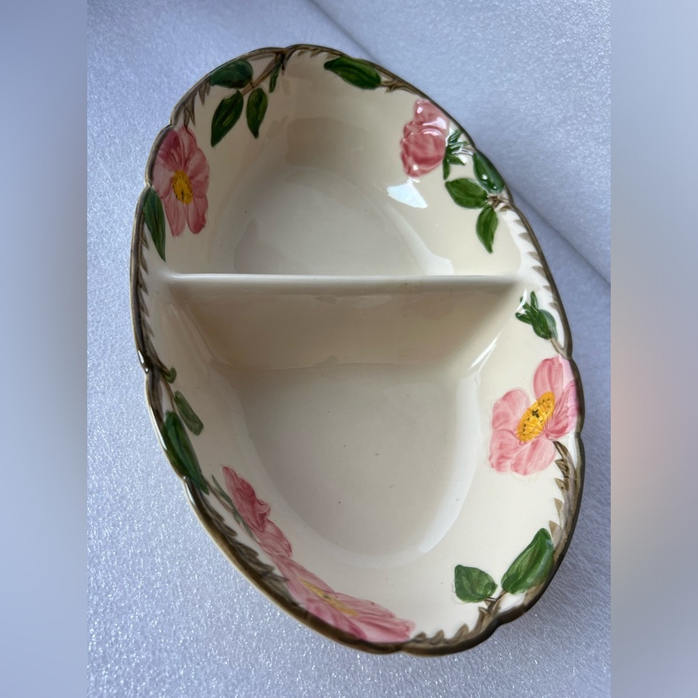 Vintage early Franciscan Desert Rose Divided  oblong serving dish bowl veggie